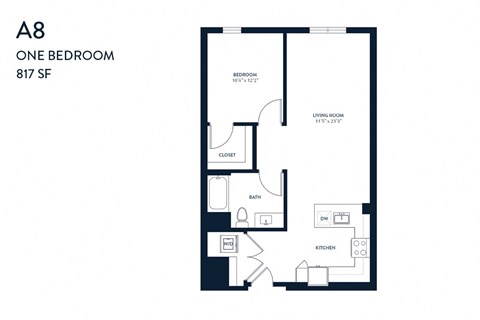 One Bedroom A8 817 SF - Resa Long Beach